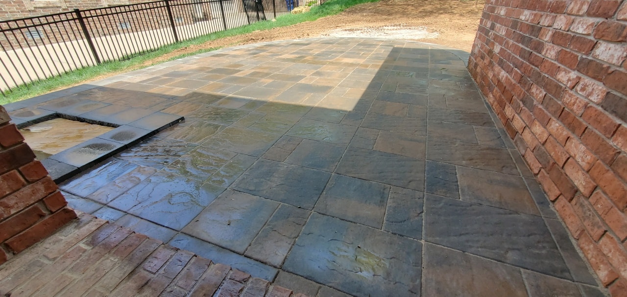 Stone Patio with Brick Border
