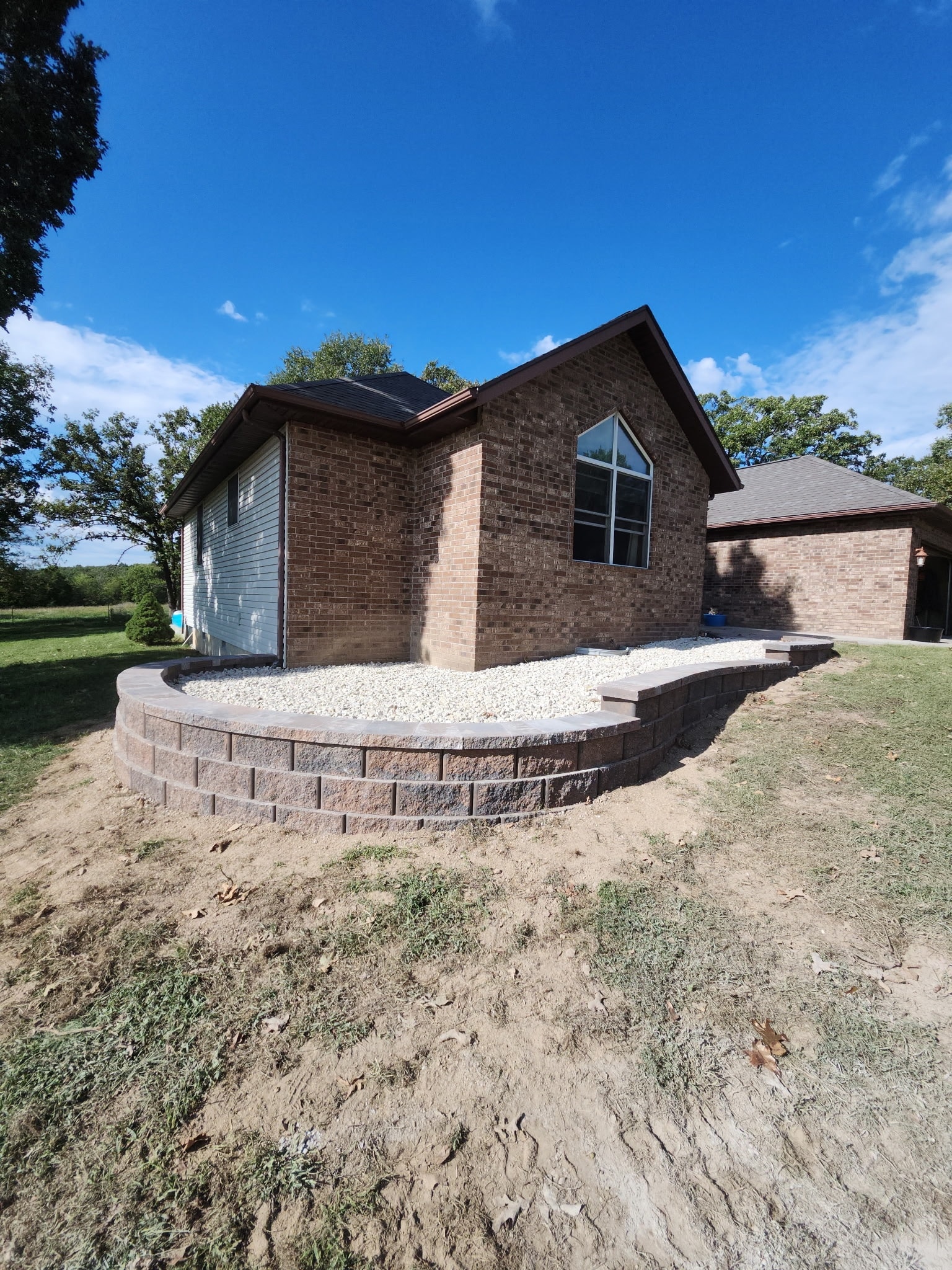 Curved Retaining Wall with Gravel Fill
