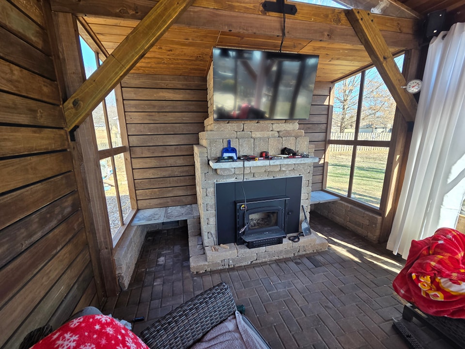 Outdoor Fireplace with TV Mount