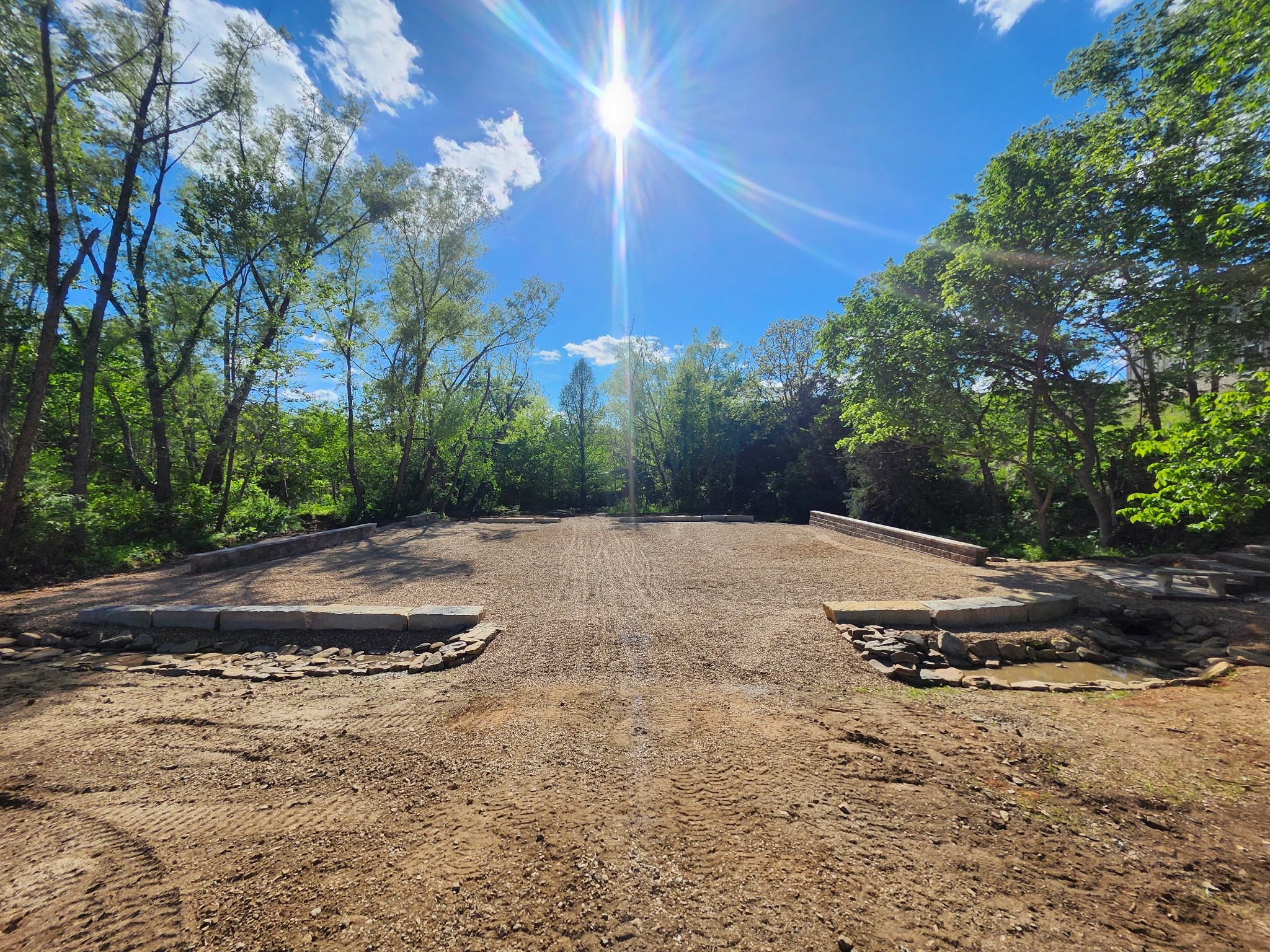 Graded Site Preparation with Stone Border