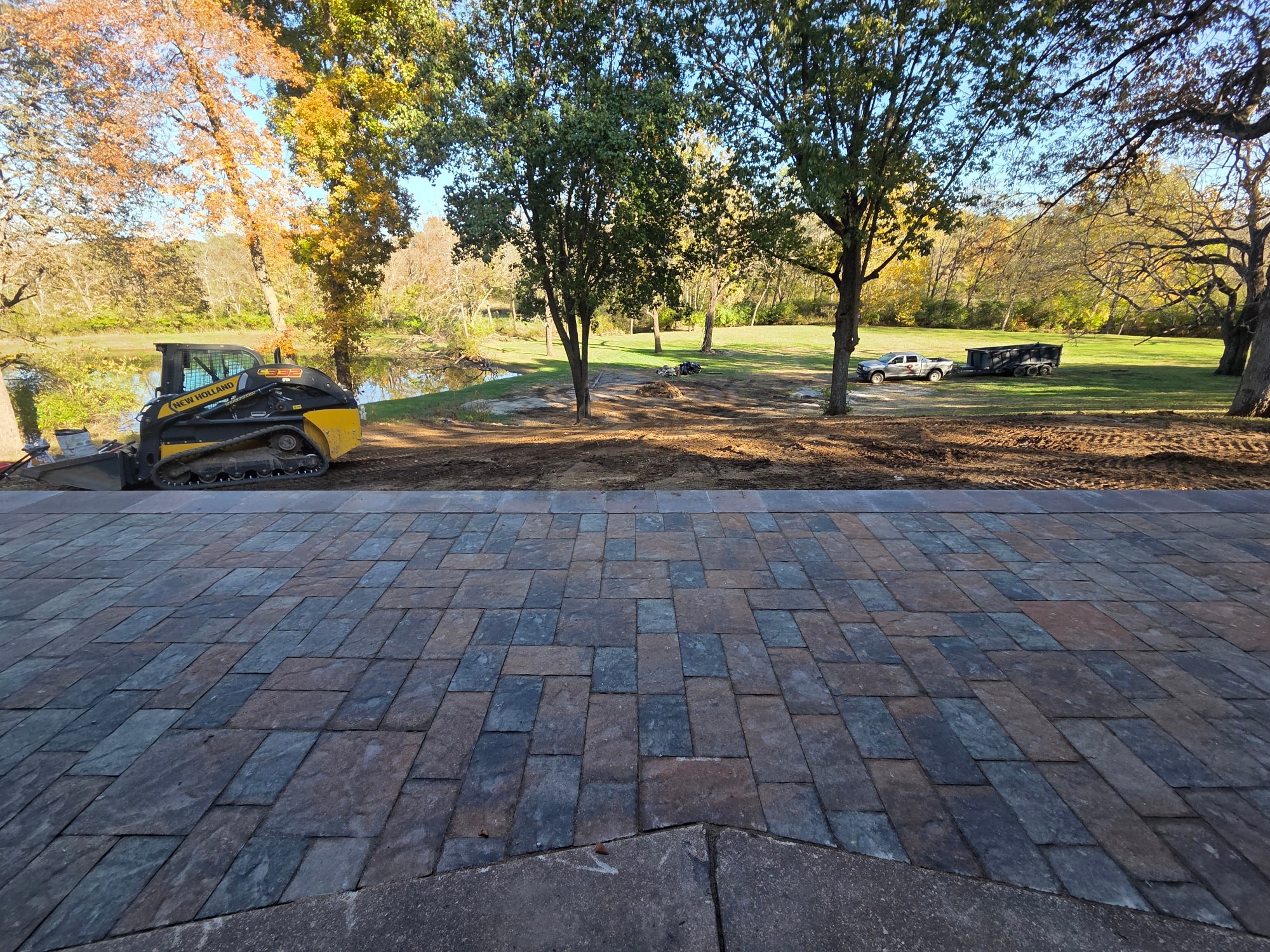 Large Paver Patio with Skid Steer